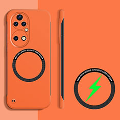 Hard Rigid Plastic Matte Finish Frameless Case Back Cover with Mag-Safe Magnetic for Huawei P50 Orange