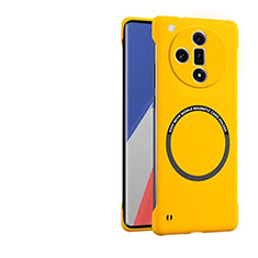 Hard Rigid Plastic Matte Finish Frameless Case Back Cover with Mag-Safe Magnetic for Oppo Find X7 5G Yellow