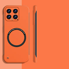 Hard Rigid Plastic Matte Finish Frameless Case Back Cover with Mag-Safe Magnetic for Xiaomi Mi 14 5G Orange