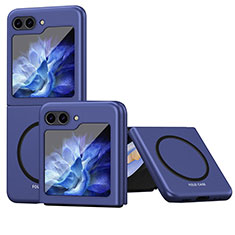 Hard Rigid Plastic Matte Finish Frameless Case Back Cover with Mag-Safe Magnetic QH1 for Samsung Galaxy Z Flip5 5G Blue