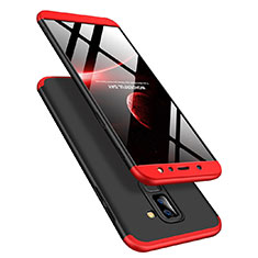 Hard Rigid Plastic Matte Finish Front and Back Case 360 Degrees for Samsung Galaxy A6 Plus Red and Black