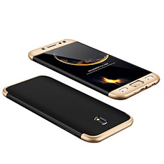 Hard Rigid Plastic Matte Finish Front and Back Case 360 Degrees for Samsung Galaxy J7 Pro Gold and Black