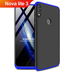 Hard Rigid Plastic Matte Finish Front and Back Case 360 Degrees Q01 for Huawei Nova Lite 3 Blue and Black