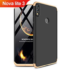 Hard Rigid Plastic Matte Finish Front and Back Case 360 Degrees Q01 for Huawei Nova Lite 3 Gold and Black