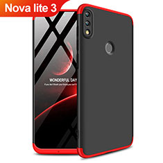 Hard Rigid Plastic Matte Finish Front and Back Case 360 Degrees Q01 for Huawei Nova Lite 3 Red and Black