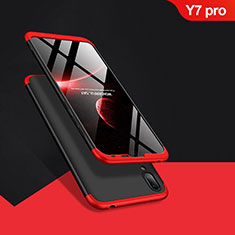Hard Rigid Plastic Matte Finish Front and Back Case 360 Degrees Q01 for Huawei Y7 Pro (2019) Red and Black