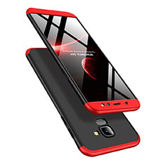 Hard Rigid Plastic Matte Finish Front and Back Case 360 Degrees Q01 for Samsung Galaxy A6 (2018) Red and Black