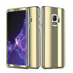 Hard Rigid Plastic Matte Finish Front and Back Case Cover 360 Degrees for Samsung Galaxy S9 Gold