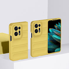 Hard Rigid Plastic Matte Finish Front and Back Cover Case 360 Degrees BH1 for Oppo Find N2 5G Yellow