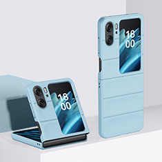 Hard Rigid Plastic Matte Finish Front and Back Cover Case 360 Degrees BH1 for Oppo Find N2 Flip 5G Sky Blue