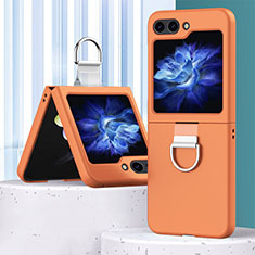 Hard Rigid Plastic Matte Finish Front and Back Cover Case 360 Degrees BH1 for Samsung Galaxy Z Flip5 5G Orange