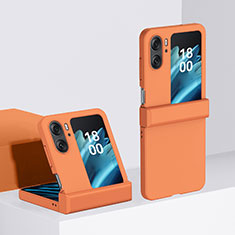 Hard Rigid Plastic Matte Finish Front and Back Cover Case 360 Degrees BH3 for Oppo Find N2 Flip 5G Orange
