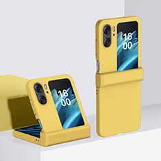 Hard Rigid Plastic Matte Finish Front and Back Cover Case 360 Degrees BH3 for Oppo Find N2 Flip 5G Yellow