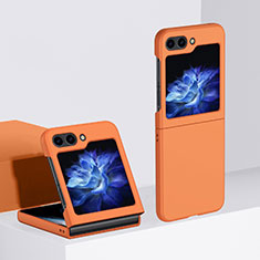 Hard Rigid Plastic Matte Finish Front and Back Cover Case 360 Degrees BH3 for Samsung Galaxy Z Flip5 5G Orange