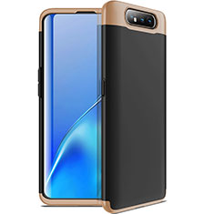 Hard Rigid Plastic Matte Finish Front and Back Cover Case 360 Degrees C01 for Samsung Galaxy A80 Gold and Black