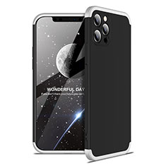 Hard Rigid Plastic Matte Finish Front and Back Cover Case 360 Degrees for Apple iPhone 12 Pro Silver and Black