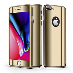 Hard Rigid Plastic Matte Finish Front and Back Cover Case 360 Degrees for Apple iPhone 7 Plus Gold