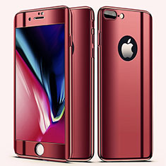Hard Rigid Plastic Matte Finish Front and Back Cover Case 360 Degrees for Apple iPhone 8 Plus Red