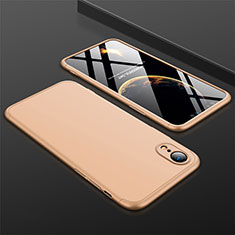 Hard Rigid Plastic Matte Finish Front and Back Cover Case 360 Degrees for Apple iPhone XR Gold