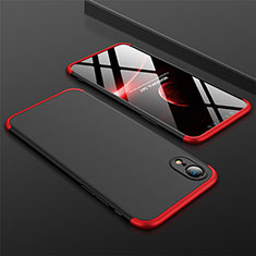 Hard Rigid Plastic Matte Finish Front and Back Cover Case 360 Degrees for Apple iPhone XR Red and Black