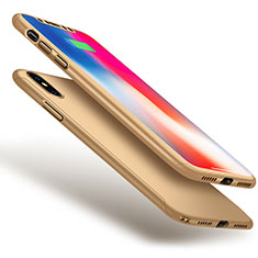 Hard Rigid Plastic Matte Finish Front and Back Cover Case 360 Degrees for Apple iPhone Xs Gold