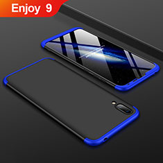 Hard Rigid Plastic Matte Finish Front and Back Cover Case 360 Degrees for Huawei Enjoy 9 Blue and Black