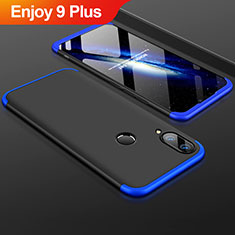 Hard Rigid Plastic Matte Finish Front and Back Cover Case 360 Degrees for Huawei Enjoy 9 Plus Blue and Black