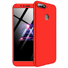 Hard Rigid Plastic Matte Finish Front and Back Cover Case 360 Degrees for Huawei Honor 7A Red