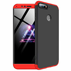 Hard Rigid Plastic Matte Finish Front and Back Cover Case 360 Degrees for Huawei Honor 7A Red and Black