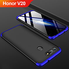 Hard Rigid Plastic Matte Finish Front and Back Cover Case 360 Degrees for Huawei Honor V20 Blue and Black