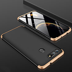 Hard Rigid Plastic Matte Finish Front and Back Cover Case 360 Degrees for Huawei Honor V20 Gold and Black