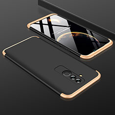 Hard Rigid Plastic Matte Finish Front and Back Cover Case 360 Degrees for Huawei Mate 20 Lite Gold and Black