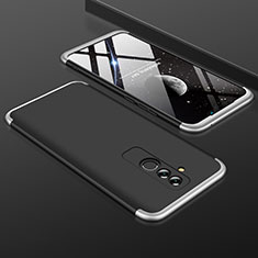Hard Rigid Plastic Matte Finish Front and Back Cover Case 360 Degrees for Huawei Mate 20 Lite Silver and Black