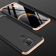 Hard Rigid Plastic Matte Finish Front and Back Cover Case 360 Degrees for Huawei Mate 30 Lite Gold and Black