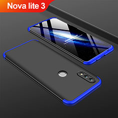 Hard Rigid Plastic Matte Finish Front and Back Cover Case 360 Degrees for Huawei Nova Lite 3 Blue and Black