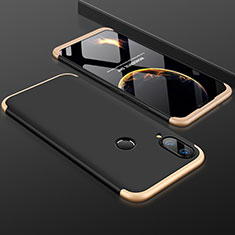 Hard Rigid Plastic Matte Finish Front and Back Cover Case 360 Degrees for Huawei P Smart+ Plus Gold and Black