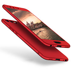 Hard Rigid Plastic Matte Finish Front and Back Cover Case 360 Degrees for Huawei P10 Plus Red