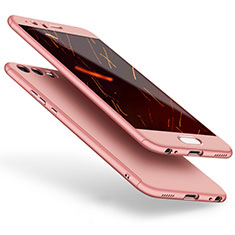 Hard Rigid Plastic Matte Finish Front and Back Cover Case 360 Degrees for Huawei P10 Plus Rose Gold