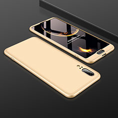 Hard Rigid Plastic Matte Finish Front and Back Cover Case 360 Degrees for Huawei P20 Gold