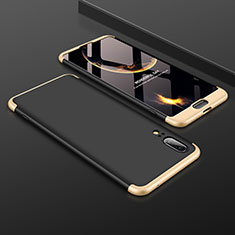 Hard Rigid Plastic Matte Finish Front and Back Cover Case 360 Degrees for Huawei P20 Gold and Black