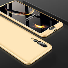 Hard Rigid Plastic Matte Finish Front and Back Cover Case 360 Degrees for Huawei P20 Pro Gold