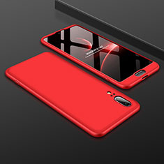 Hard Rigid Plastic Matte Finish Front and Back Cover Case 360 Degrees for Huawei P20 Red