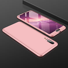 Hard Rigid Plastic Matte Finish Front and Back Cover Case 360 Degrees for Huawei P20 Rose Gold