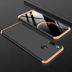 Hard Rigid Plastic Matte Finish Front and Back Cover Case 360 Degrees for Huawei P30 Lite Gold and Black