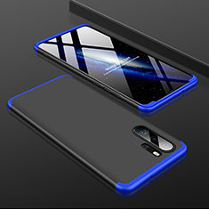 Hard Rigid Plastic Matte Finish Front and Back Cover Case 360 Degrees for Huawei P30 Pro Blue and Black