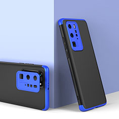 Hard Rigid Plastic Matte Finish Front and Back Cover Case 360 Degrees for Huawei P40 Pro Blue and Black
