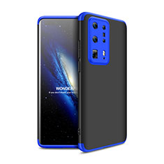Hard Rigid Plastic Matte Finish Front and Back Cover Case 360 Degrees for Huawei P40 Pro+ Plus Blue and Black