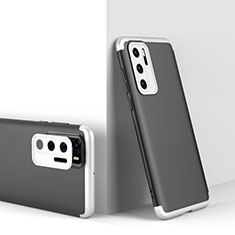 Hard Rigid Plastic Matte Finish Front and Back Cover Case 360 Degrees for Huawei P40 Silver and Black