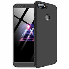 Hard Rigid Plastic Matte Finish Front and Back Cover Case 360 Degrees for Huawei Y6 (2018) Black