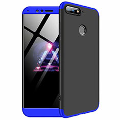 Hard Rigid Plastic Matte Finish Front and Back Cover Case 360 Degrees for Huawei Y6 (2018) Blue and Black